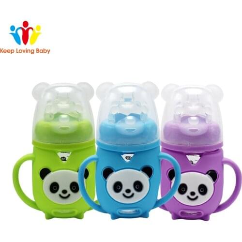 Baby Glass Bottle Explosion-proof Resistant Bottle Panda Elbow Feeding Bottle Handle Baby Supplies