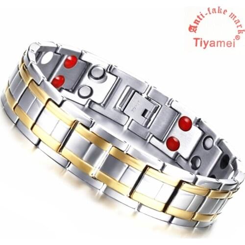 Double row of 4 health care elements, mens Magnetic therapy bracelets, arthritis pain bracelets, tools and boxes, health gifts