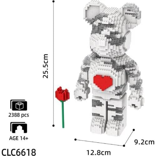 Popular brand Cartoon animal micro diamond block cabinet bear building bricks nanobricks toy bearbricks with light for gift