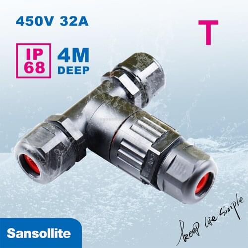 IP68 waterproof Wire Connectors T shape 5pins D4-10mm cable connectors 1-2 terminal block 4m deep underwater terminators
