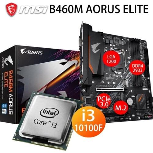 Gigabyte B460M AORUS ELITE + CPU Intel Core i3 10100F Motherboard Set LGA 1200 DDR4 128GB DDR4 PCI-E 3.0 M.2 3.6GHz ATX New