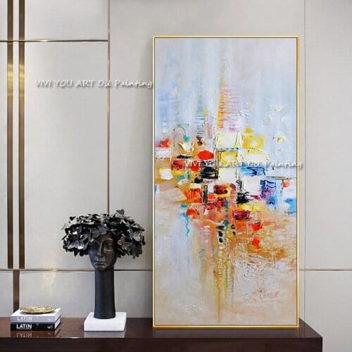 The Top Selling Color Nordic Handmade Modern Abstract Thick Oil Painting On Canvas Corridor Graph Wall Art Living Room Decor