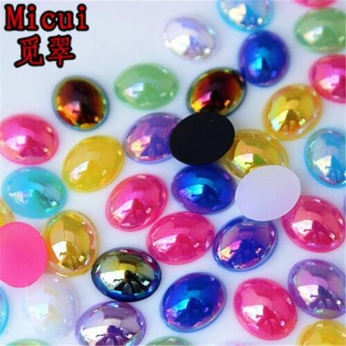 Micui 100PCS 8*10mm Mix Color Oval shaped Acrylic Rhinestones Flatback For Clothes Dress Decorations Jewelry Accessories MC587
