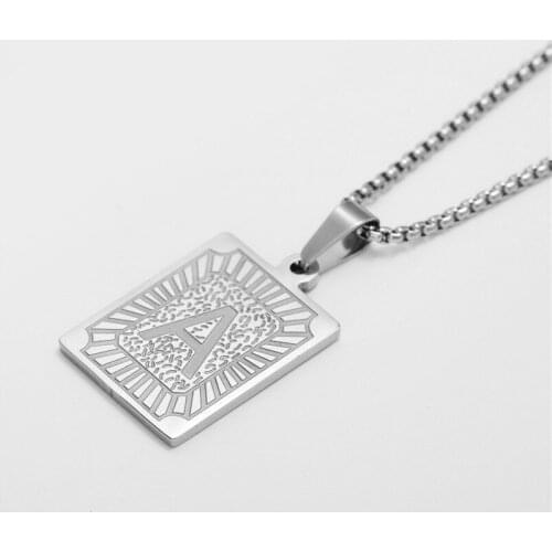 Men Necklace Gothic Punk Stainless Steel Square English Letter Initial Alphabet Pendant Neck Chain Trend Mens Necklaces Jewelry
