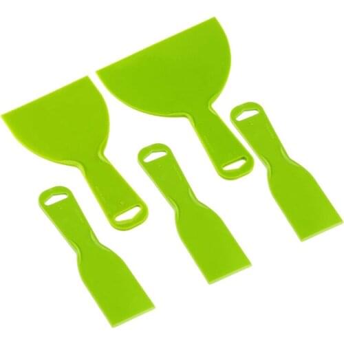 5 Pieces Plastic Putty Knife Set Flexible Paint Scrapers Tool For Spackling, Patching, Decals, Wallpaper, Baking, Wall