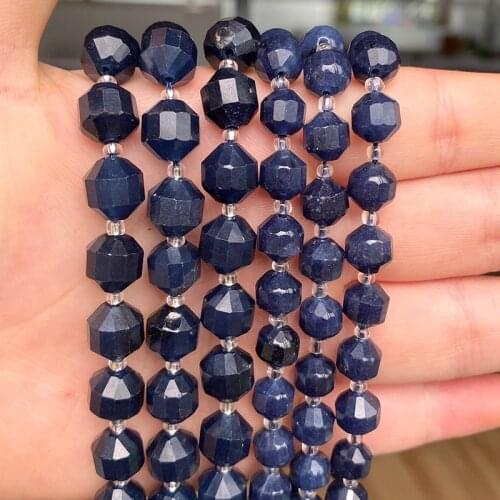 Natural Stone Beads Faceted Shape Sapphire Loose Minerals Beads for Jewelry Making DIY Handmade Bracelets Necklaces 8 10mm 15