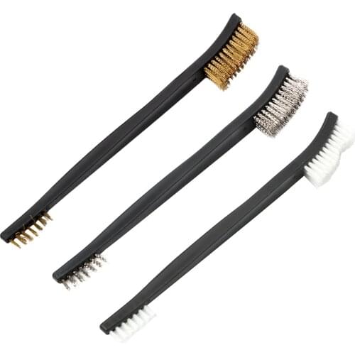 NICEYARD 3Pcs/Set 17Cm Nylon Brass Wire Brush Cleaning Tools Steel Wire Brush Suitable For Clean Dust Drill Brush Grinder