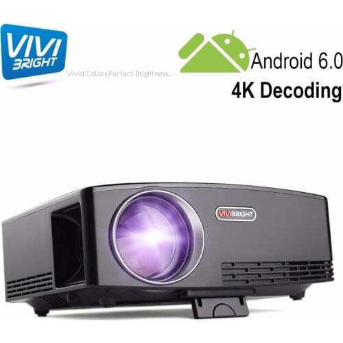 New ViviBright GP80 Mini LED Projector Video Game Beamer GP80UP Android 6.0 High Brightness 4K Decoding HD Smart Home Theater