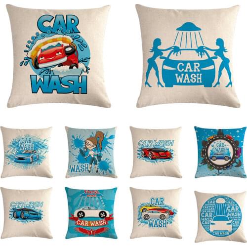 Wholesale 18x18 inch Sofa Cushion Cover Car Wash Design Throw Pillow Case Pillowcase Customize Gift For Car ZY1257