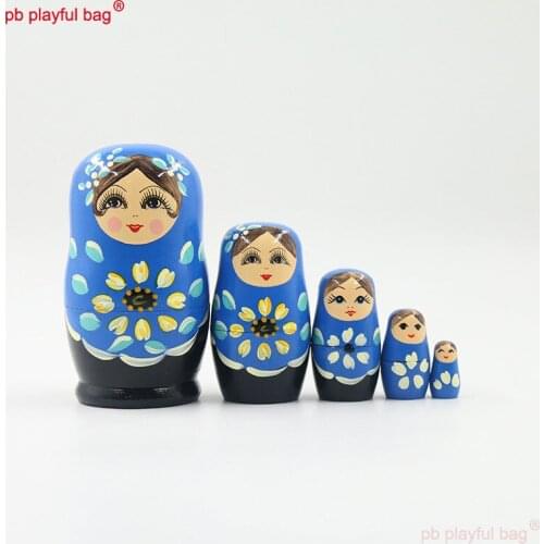 PB Playful bag Creative new five layer Russian Doll hand painted wooden crafts decoration set childrens Day gift HG152