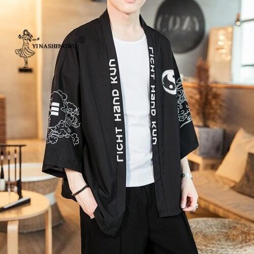 Casual Cardigan Shirt Kimono Cardigan Men Japanese Kimono Traditional Yukata Beach Thin Asian Clothes Japan Kimonos Male Jacket