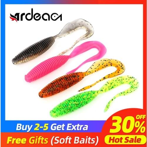 Ardea Soft Lures Silicone Bait Wobblers 6pcs 105mm 6.5g Curly Artificial Worm Swimbait tail Jigging Baitfishing Fishing Tackle