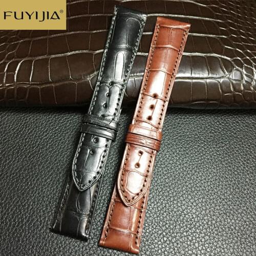 FUYIJIA Men Watchbands Crocodile Watch Band 18MM 19MM 20MM 22MM Custom Top Brand Strap Genuine Alligator Leather Belt Waterproof