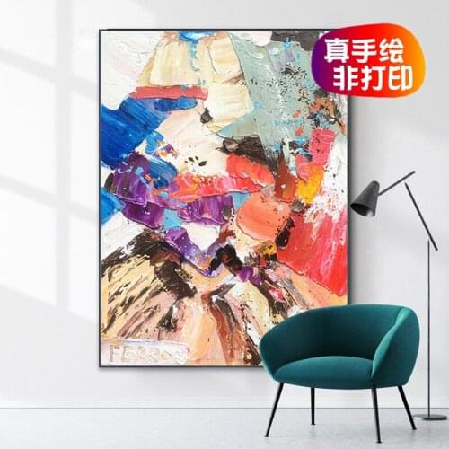 Hand painted oil painting living room decorative knife painting abstract mural modern minimalist porch hanging painting FHY001