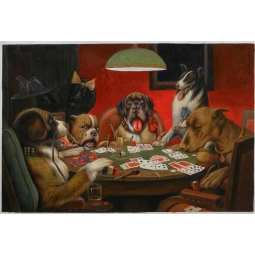 Hand painted Oil paintings Dogs Playing Poker Only A Pair of Deuces by Cassius Marcellus Coolidge canvas modern home art decor
