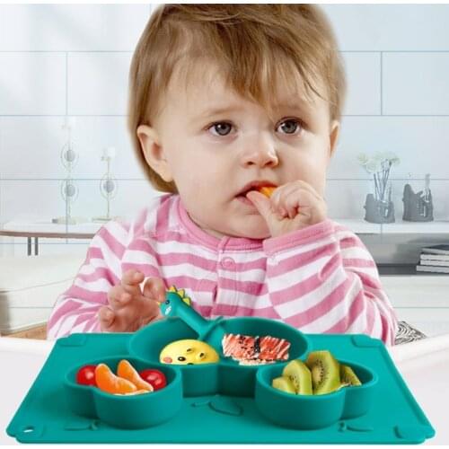 Baby Silicone Dinner Plate Training Complementary Food Feeding Bowl Childrens Integrated Tableware Anti-drop Suction Cup Tray