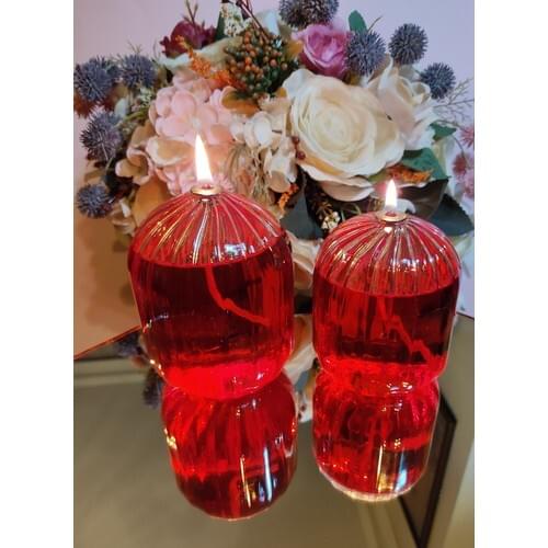 Viyale Store Mortar Model Glass Oil Lamp Dual Set