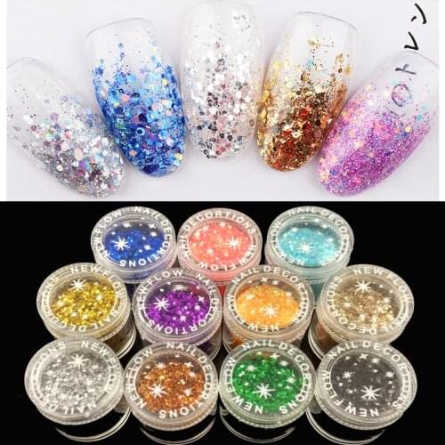 UPRETTEGO 1x Jumbo Jar 10ml Nail Colorful Pink Purple Mix Nail Glitter Powder Sequins Powder For Nail Art Decoration DHHF