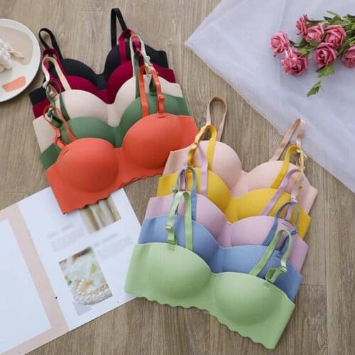 Maiden Candy Color Seamless Gather Comfortable Hollow Breathable Bra Wirefree Strap Adjustable Thin Honeycomb Palm Cup Girls Bra