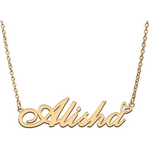 Love Heart Alisha Name Necklace for Women Stainless Steel Gold & Silver Nameplate Pendant Femme Mother Child Girls Gift