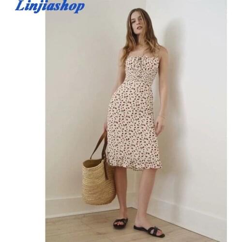 Fashion summer dress slash neck sleeveless zipper lining backless chic floral print midi dress women femme vestidos