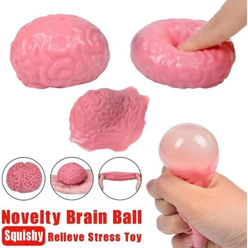 1pc Novelty Squishy Brain Toy Tricky Squeezable Fun Toys Relieve Stress Ball Cure Doll Tricky Toys For Kids Birthday Party Gift