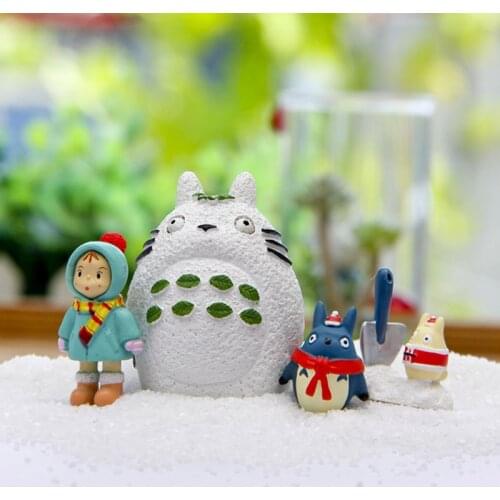 1PC Cartoon Anime Snowman Totoros with Little Girl Cute Mini Figures Dolls Mini Figures Collection Model for Kids Christmas Toys