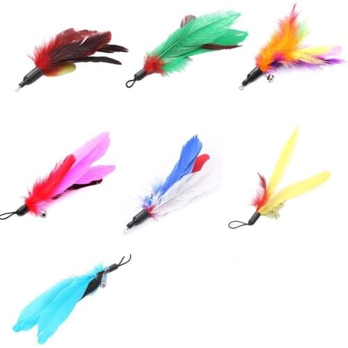 1PC Colorful Cat Toys Feather Replacement Head Interactive Play Training Feather Refill Cat Wand Pet Products