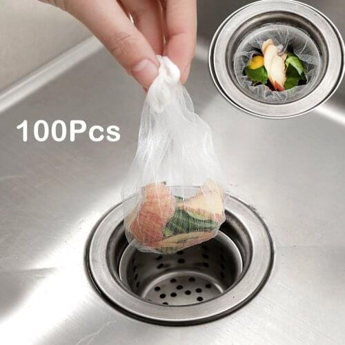 100pcs Disposable Kitchen Sink Strainer Bag Bag Sewer Water Filter for Home Restaurant Shower Sink Hair Rubbish Storage Mesh
