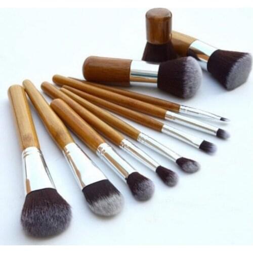 11pcs Natural Bamboo Professional Makeup Brushes Set Foundation Blending Brush Tool Cosmetic Kits sets 100sets