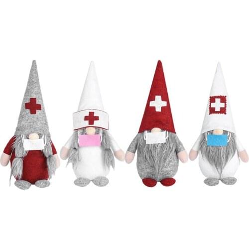 12 Pcs Christmas Doctor Nurse Gnome Plush Ornaments Swedish Santa Xmas Tree Decor Holiday Home Party Decoration Wholesale X2