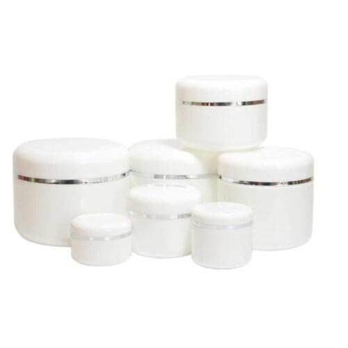 150g white plastic jar/pot with inner lid silver line essence/moisturizer/cream/wax/mask cream skin care cosmetic packing