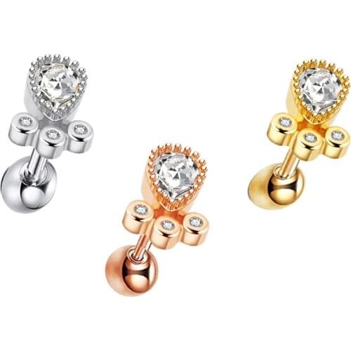 16g Cartilage Earring Stud Hoop for Women Tragus Stud Earring Cartilage Piercing Jewelry Surgical Stainless Steel Forward Helix