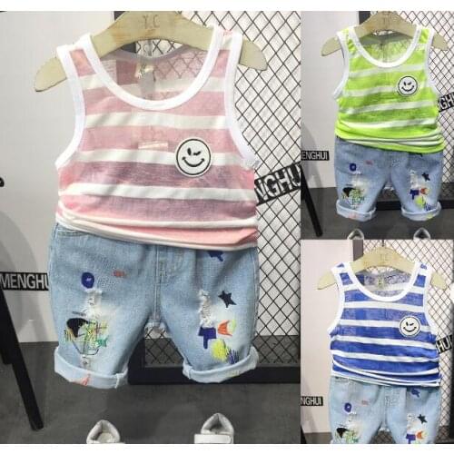 2020 2pcs Summer Baby Boy Children Causal Cotton Suit T-shirt + Shorts Boys Clothes Kids Clothes sets 2-7