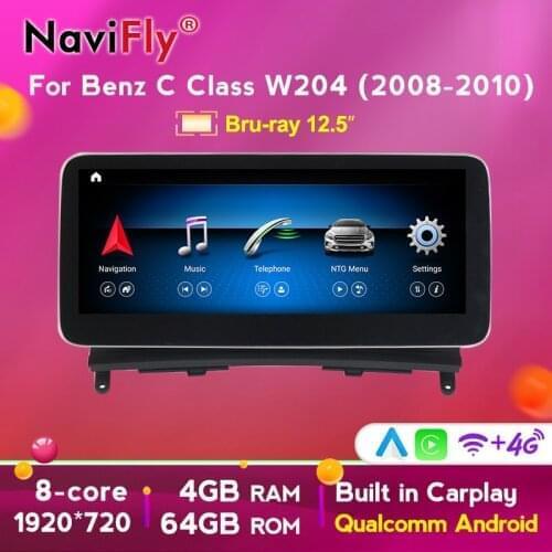 Android 10 8Core 4+64G 12.5''Blu-ray anti-glare screen For Mercedes Benz C-Class W204 S204 2008-2010 Car Multimedia GPS Player