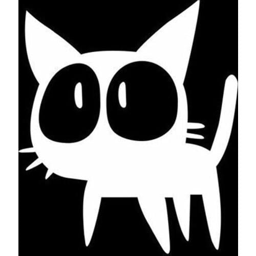 Big Eyes Cat Cartoon Animal Stickers High Quality Car Decals Personalized Pvc Waterproof Decals Black/white, 14cm*12cm