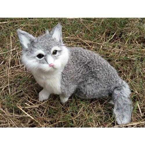 Large 28x26cm gray cat hard model toy,polyethylene&fur handmade craft,prop.home decoration 2044