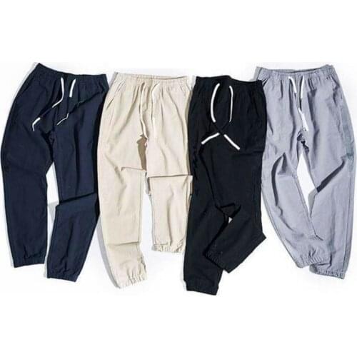 Chic Cotton Linen Men Sweatpants Street Style Casual Large Size Loose Elastic Waist Comfortable Trouser Sport Mens Bottoms