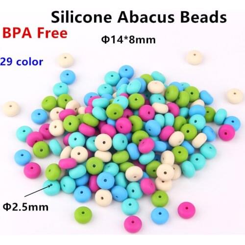 Chengkai 100pcs 14*8mm BPA Free Silicone Lentil Teething Beads DIY Baby Pacifier Abacus Chewing Jewelry Teethers Necklace Beads