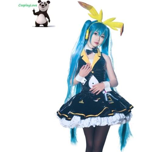 CosplayLove Vocaloid Miku Bunny Girl Cosplay Costume Black Dress For Women Halloween Christmas