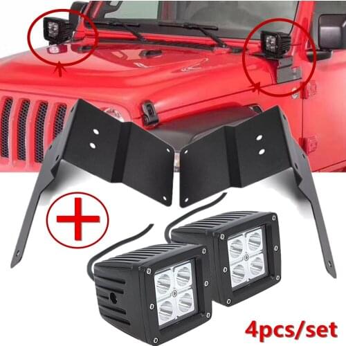 For Jeep Wrangler JL A-Pillar Mounting Bracket Light Mounts Holder With Dual 3Inch 20W Led Work Lights