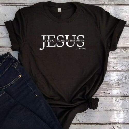 Jesus T Shirts Plus Size Jesus Couple Clothes Women Tshirt He Is Not Here He Has Risen Religious Streetwear Print 2021 New Tee