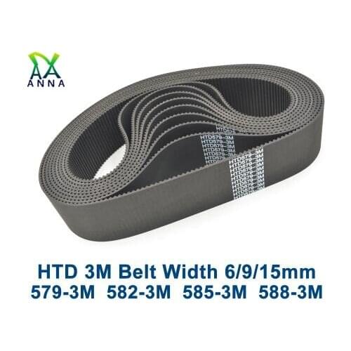HTD 3M Timing belt C= 579 582 585 588 width 6/9/15mm Teeth 193 194 195 196 HTD3M synchronous 579-3M 582-3M 585-3M 3M 6mm
