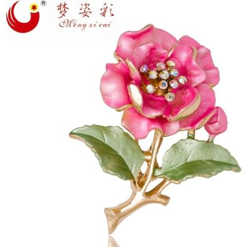 Exquisite 4 Color Flower Broches Mujer Wedding Dress Bijoux Channel Broaches Crystal Jewelry Rhinestone Brooch Hijab Pin X0732