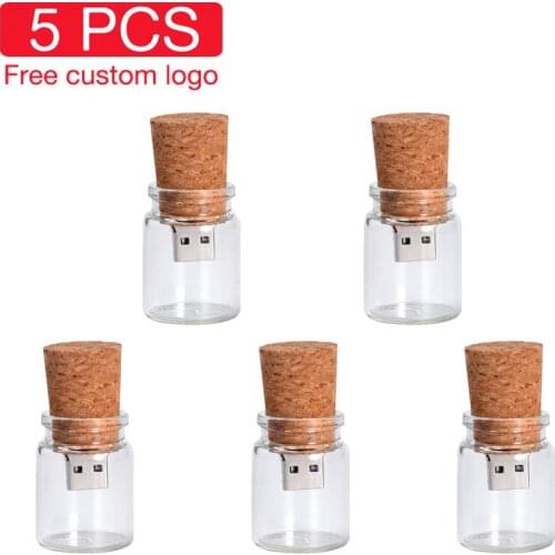 JASTER 5PCS/LOT USB 2.0 Glass Drift Bottle with Cork USB Flash Drive Glass Bottle Pen Drive 4GB 8GB 16GB 32GB 64GB Wedding gift