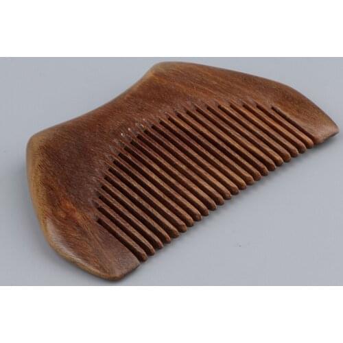 Beard&Moustache Pocket Comb - Handcraft Natural Green Sandalwood Hair Brush - Detangle Comb