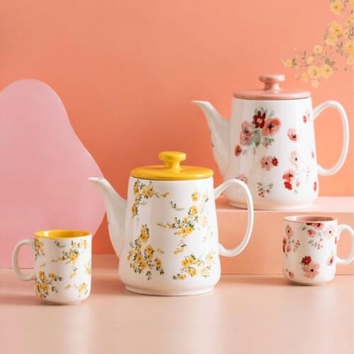 Nordic Style Ceramics Teapot Mug Household Kitchen Accessories Creative Retro Teaware Water Cup Porcelain Drinkware Teapots Cup