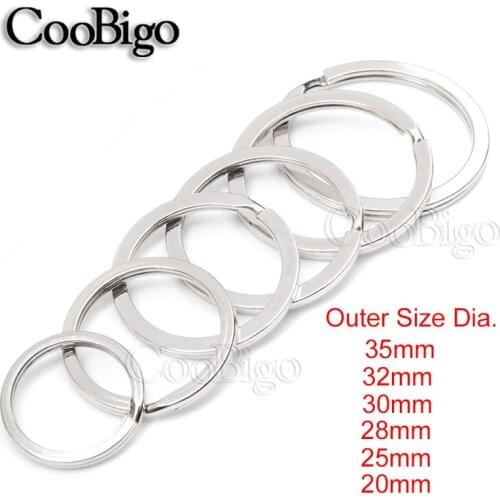 10pcs 6 Size Plated Round 20mm~35mm Outer Diameter Flat Key Rings Key Chain Holder Split O-Rings Silver Keyfob Accessories