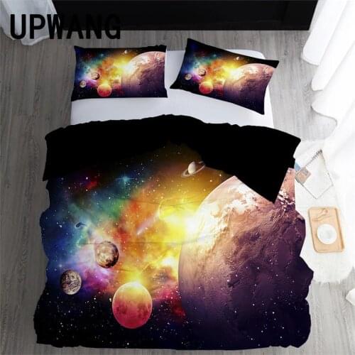 UPWANG 3D Bedding Set Planet Outer Space Printed Duvet/Quilt Cover Set Bedcloth with Pillowcase Bed Set Home Textiles #XQ01