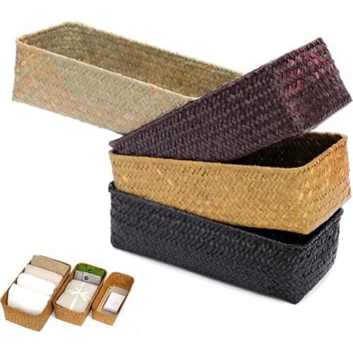 Natural Large Woven Seagrass Basket of Straw Wicker For Home Table Fruit Tea Snack Storage Basket Bread Basket Cosmetic Box